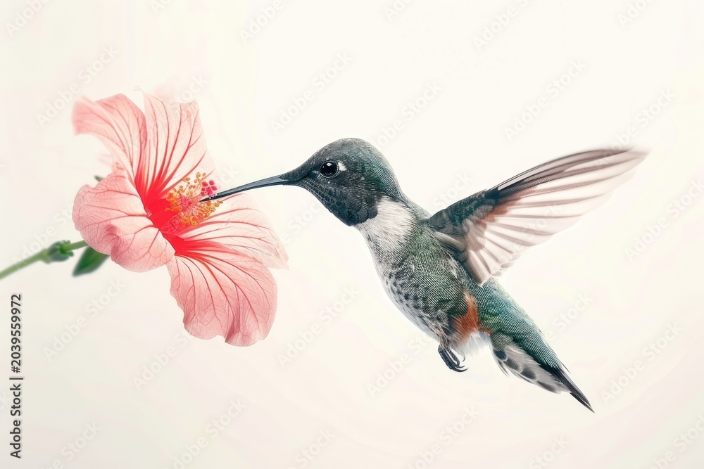 Fototapeta premium Hummingbird sipping nectar flower