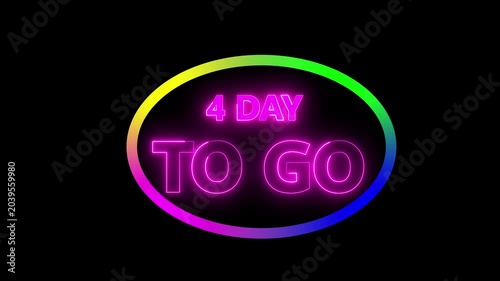 4 day to go, countdown timer animation, stopwatch running numbers, 4 day left reminder, event launch preparation video.Count time, Motion graphics 4K videoc