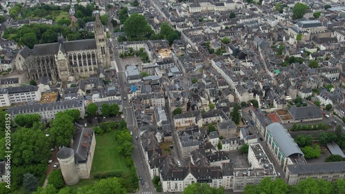 Aerial view of the city Tours in France, on a sunny noon in early summer.