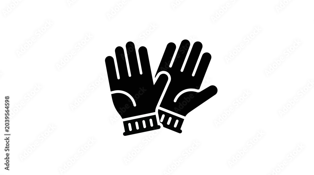 Fototapeta premium Black and White Gloves Icon Symbol for Protection and Safety.