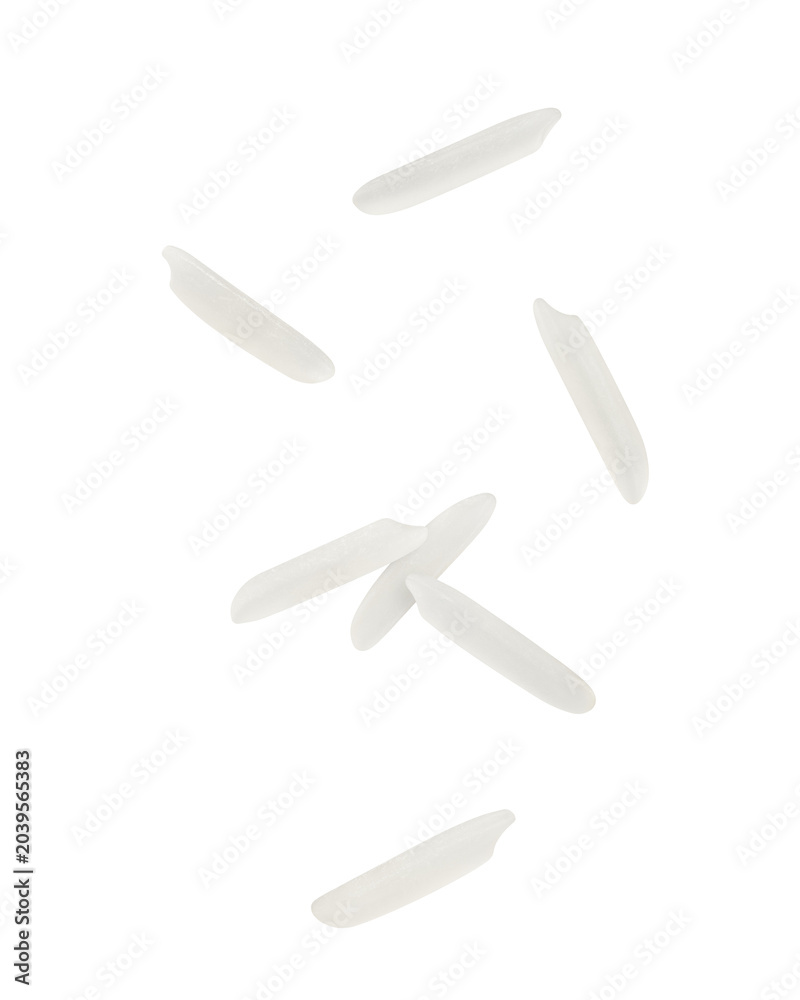 Fototapeta premium Falling Rice isolated, full depth of field