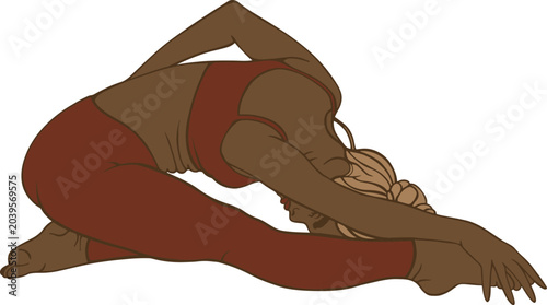 Tableau sur toile Minimalist Vector Art of Woman Stretching in Forward Fold Pose