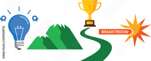 Tableau sur toile Business breakthrough and innovation success infographic vector template featuri