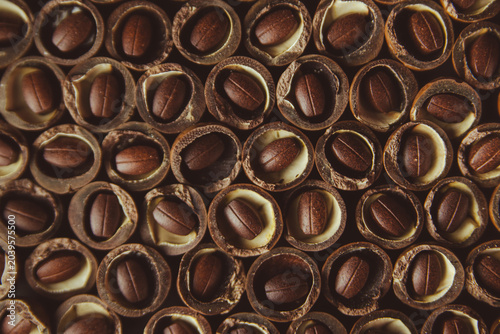 Tableau sur toile Artificial coffee beans in natural casings