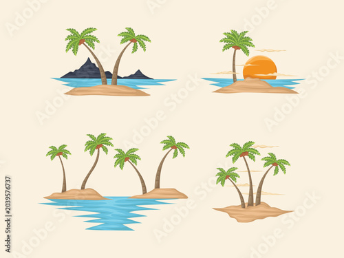 Beach Coconut Tree Illustration Tropical Palm Vector for Summer Vacation and Paradise Nature Design