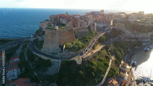 Fly Around Of Ancient Tower Of Bonifacio Fortress At Corsica 4K Video
