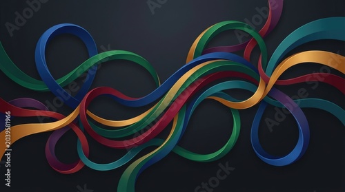 Happy Friend ship Day Abstract background Abstract colorful swirling lines on dark background illustration