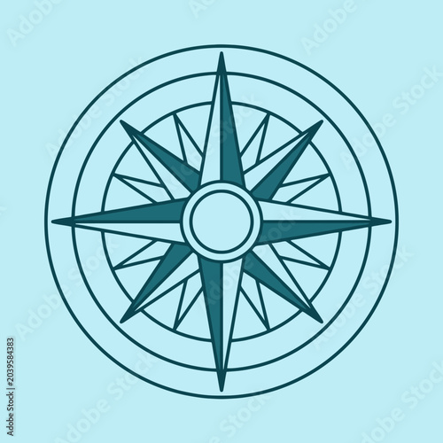 A simple graphic illustration of a classic nautical compass rose
