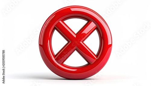 Red prohibition sign with a cross inside a circle.