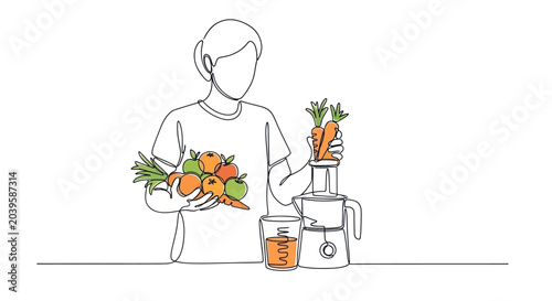 Photos Person making fresh juice with fruits and vegetables using a juicer