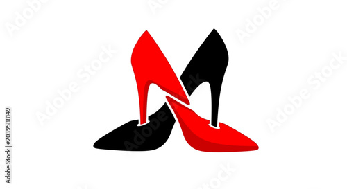 Stylish Stiletto High Heels, Red and Black, Modern Fashion Symbol