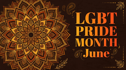 Intricate mandala lgbt pride month june gold decorative design
