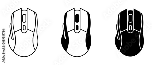 Schilderij op canvas Computer Mouse Icons Outline and Silhouette, for UI and Web Interface Design