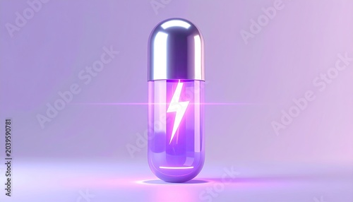 Vibrant Energy Capsule with Lightning Bolt Symbol.