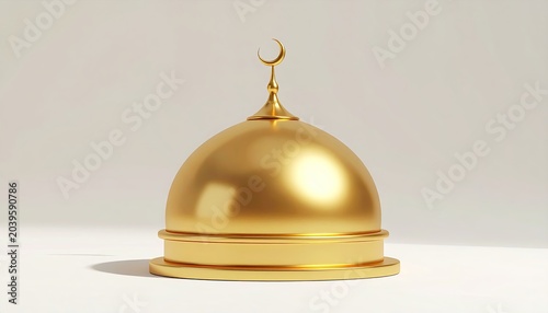 Golden Islamic Dome with Crescent Moon Symbol.