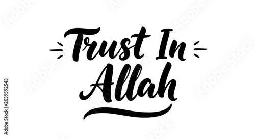 Foto Trust in Allah Islamic Calligraphy Arabic Typography - Faith and Spirituality