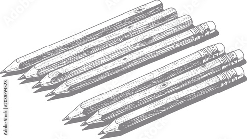 Tableau sur toile A collection of sharpened pencils with wood grain texture