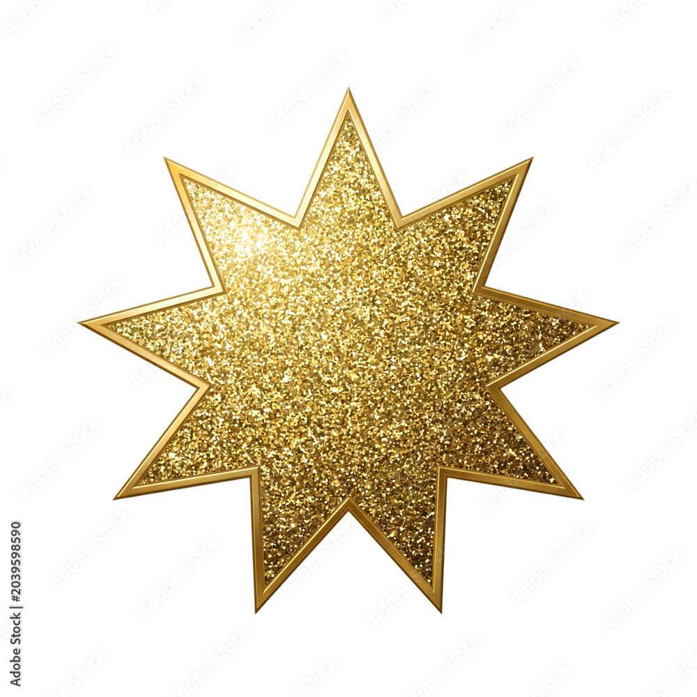 Obraz premium Golden glitter star shape isolated on transparent background