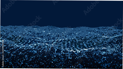 Fotografia undulating landscape in abstract digital painting waves terrain scenic blue dark