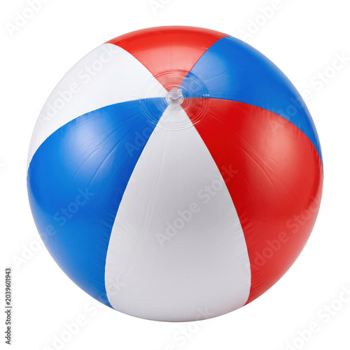 Tableau sur toile Inflatable red white and blue beach ball for summer