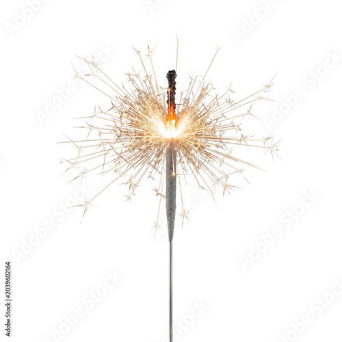 Tableau sur toile Burning sparkler with bright flying sparks