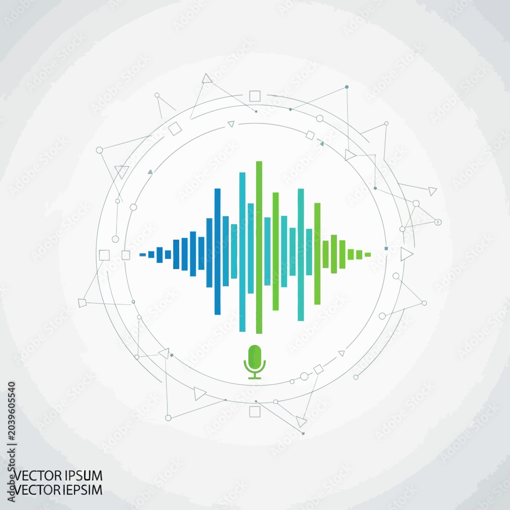 Naklejka premium Sound wave pattern with microphone icon vector illustration