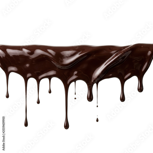 Rich dark chocolate ganache dripping isolated on transparent background