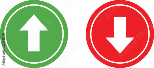 Fotografía Up and down arrow icons in green and red circular buttons