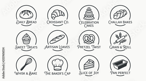 Fotografie Baking icons and bread types.