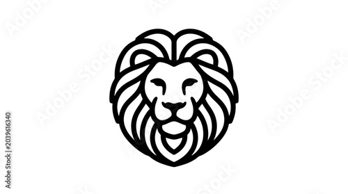 Bild auf Leinwand Black and white lion head illustration.