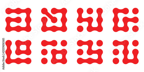 Photos Diagonal metaball connected red circles shape