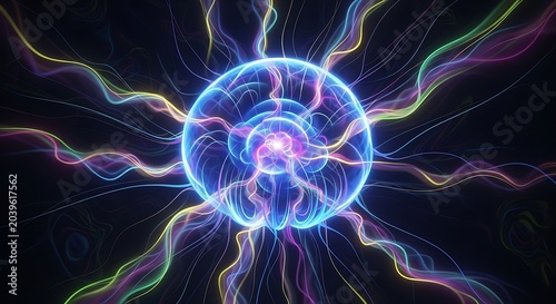 Vibrant Electric Plasma Energy Orb Pulsing.