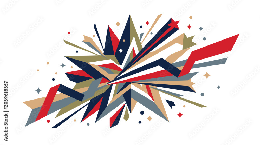 Fototapeta premium Abstract geometric explosion of colorful shapes and lines.