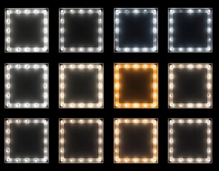 A grid of 12 illuminated squares with one highlighted