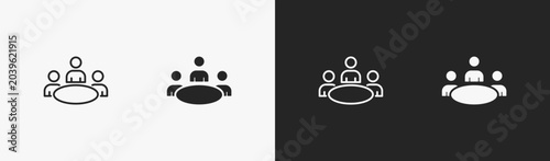 Set of meeting icon in black and white collection