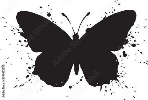 Minimalist butterfly silhouette with ink splatter effect butterfly silhouette splatter minimalist artistic creative isolated illustration stylized