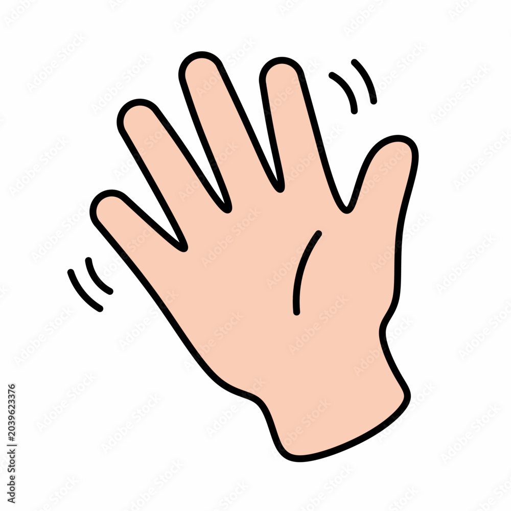 Obraz premium Waving hand icon for friendly greeting and communication gesture welcome signal