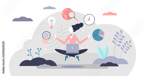 Bild auf Leinwand Business guru female with professional schedule management elements tiny persons concept, transparent background