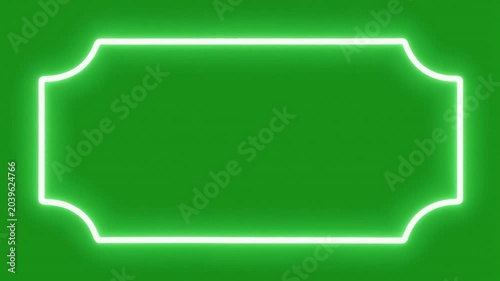 Glowing neon frame on a green screen background for video editing and motion graphics