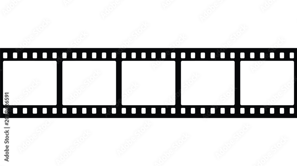 Fototapeta premium Blank cinema film strip vector illustration showing multiple frames for creative movie and video projects