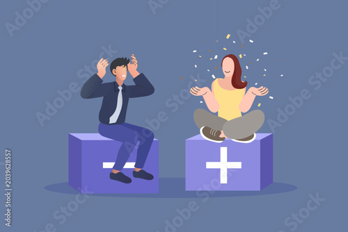 Tableau sur toile Two people showing different emotional attitudes and mindsets