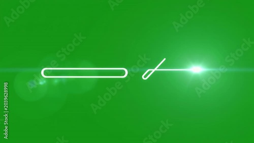 Animated white line with cut symbol on green screen background for video editing
