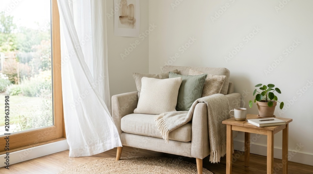 Fototapeta premium Cozy living room with comfortable furniture.
