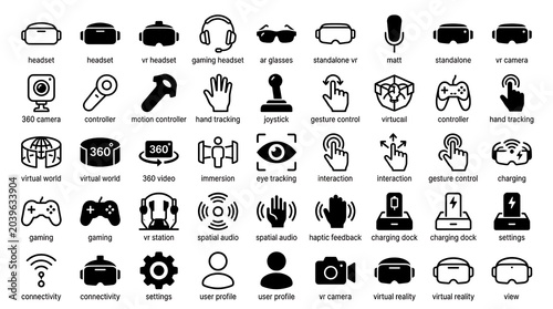 Collection of Black and White Technology Icons.