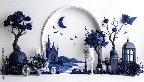 Mystical dark floral scene