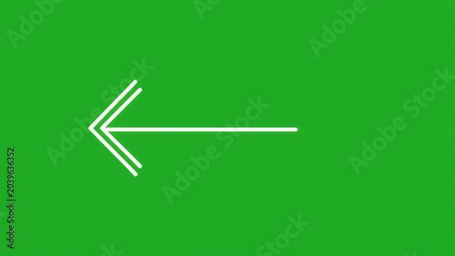 Animated white arrow pointing left on a green screen background for video editing