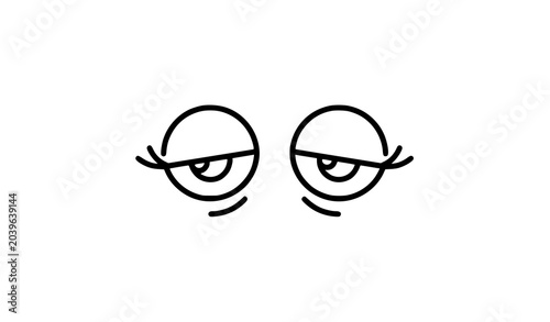 Tableau sur toile Sleepy Eyes Icon Drowsy Expression Outline Vector Illustration