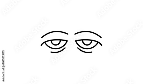 Fotografía Drowsy Eyes Line Icon Tired Expression Vector Symbol