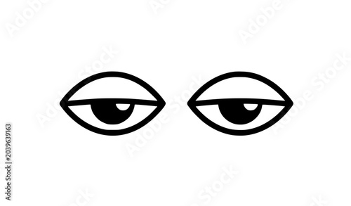 Fotografija Tired Sleepy Eyes Minimal Black Vector Icon Design
