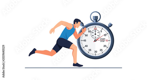 Billede på lærred Man Running Next to Stopwatch.